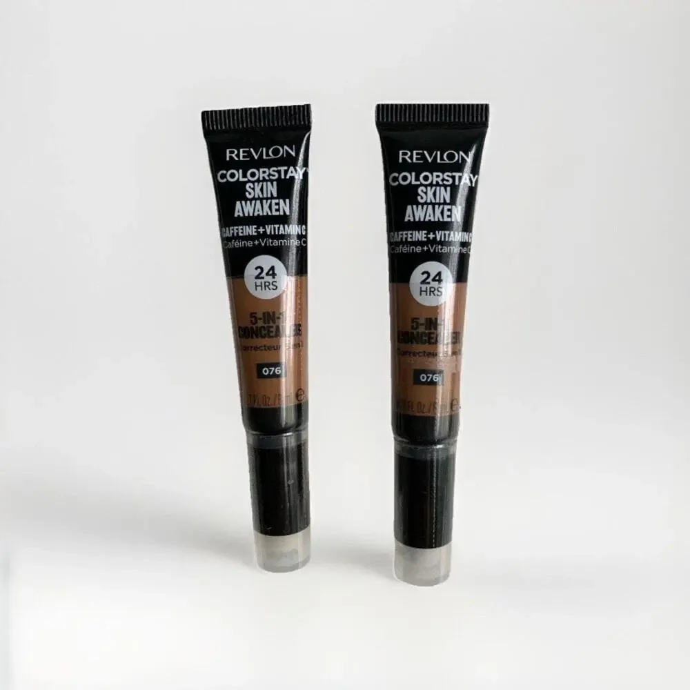 Revlon ColorStay Skin Awaken 5-in-1 Concealer #076 Caramel Lot of 2 (8ml) 24 Hr